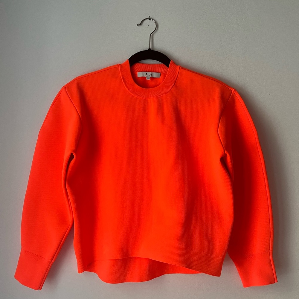 Tibi New long sleeve, crew neck sculpted top, XXS